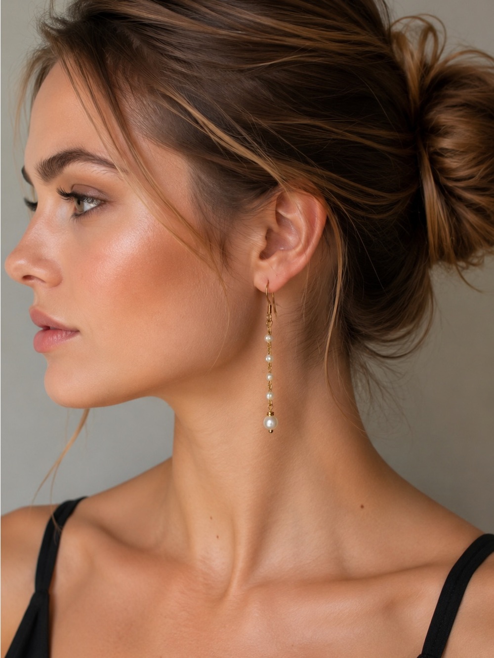 Delicate Gold Pearl Drop Earrings - Elegant Freshwater  White Pearls